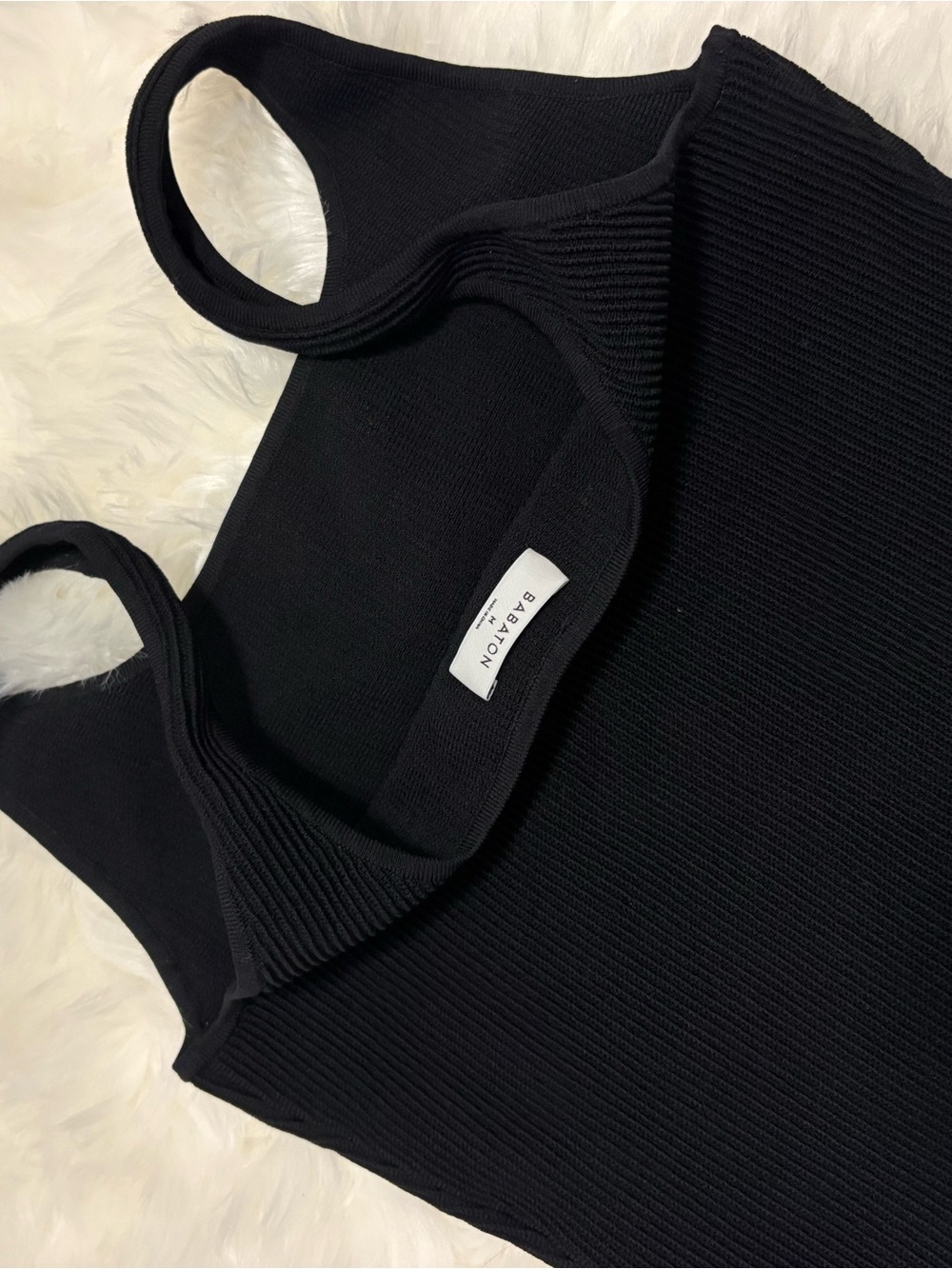 Babaton Black Ribbed Square-Neck Tank - Picture 2 of 2